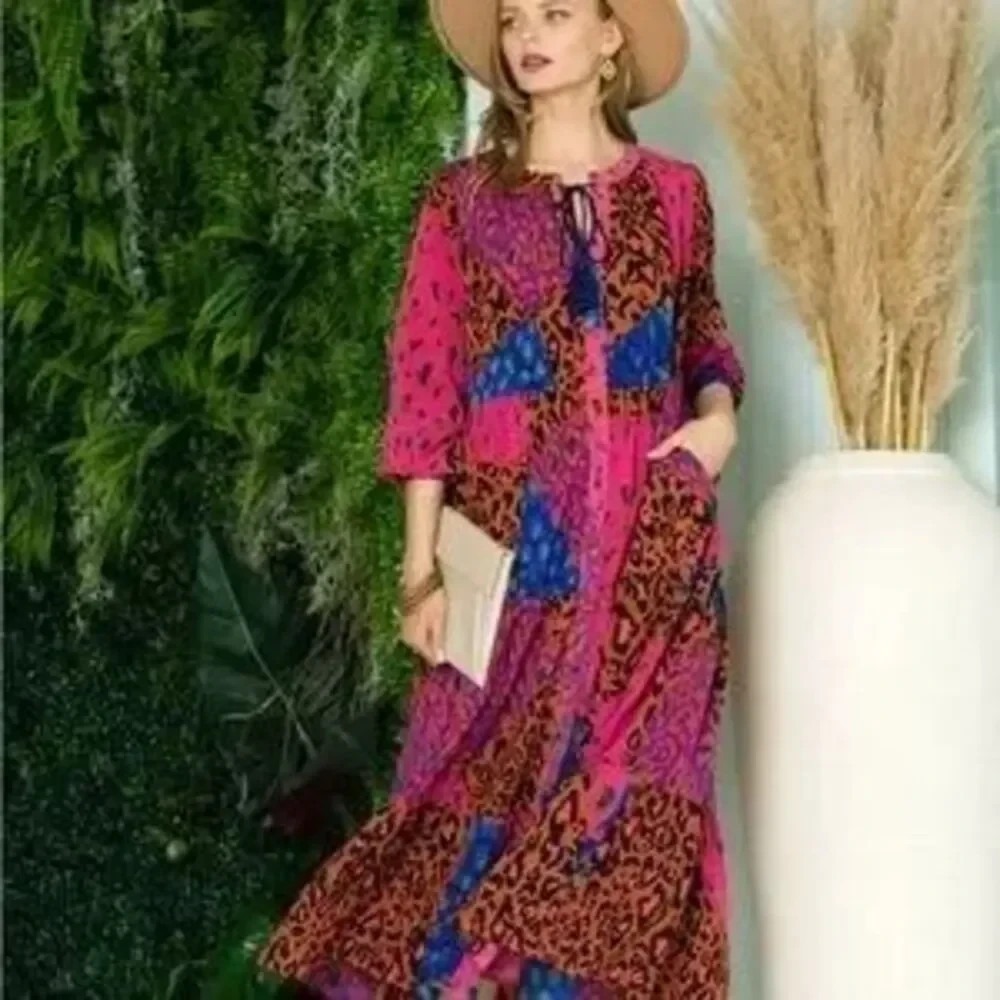 JOH Anthropologie Waldina Printed Charmeuse Dress w/Pockets Medium